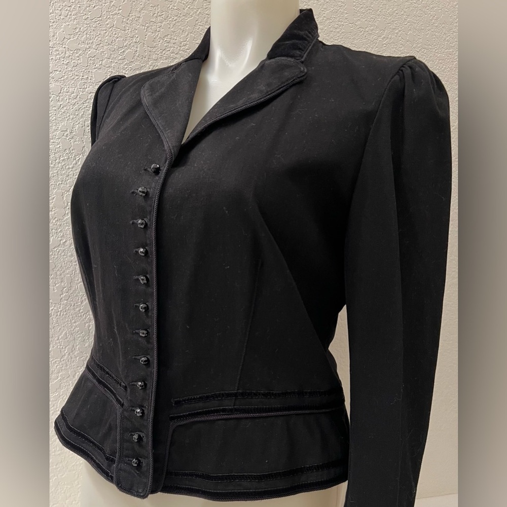 NWOT Ralph Lauren Peplum Jacket L Velvet Trim Cording Trim Faux Onyx Buttons
